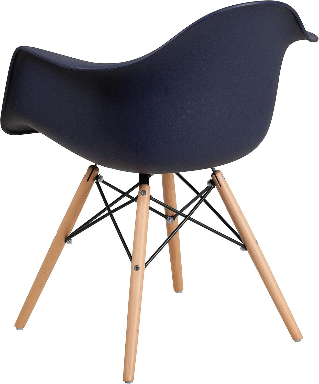 imageFlash Furniture Alonza Series White Plastic Chair with Wooden LegsNavy
