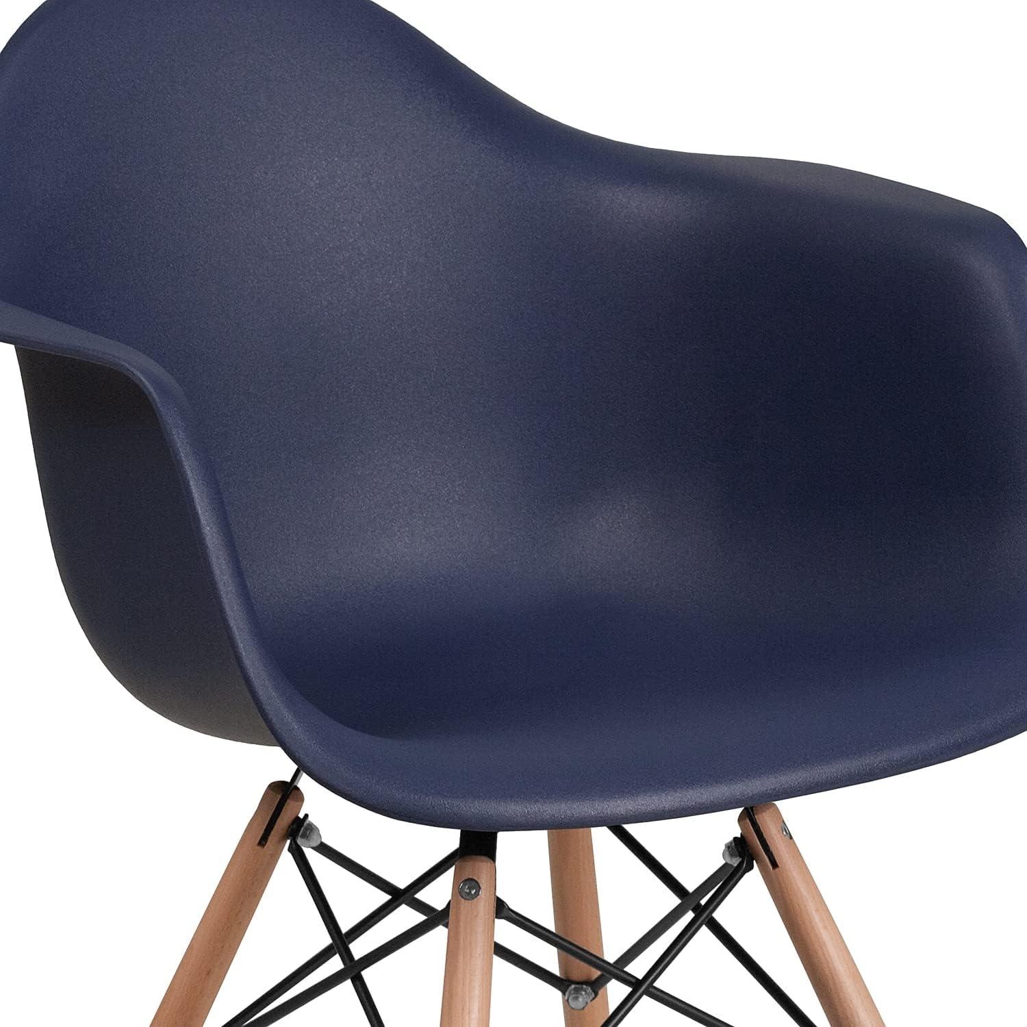 imageFlash Furniture Alonza Series White Plastic Chair with Wooden LegsNavy