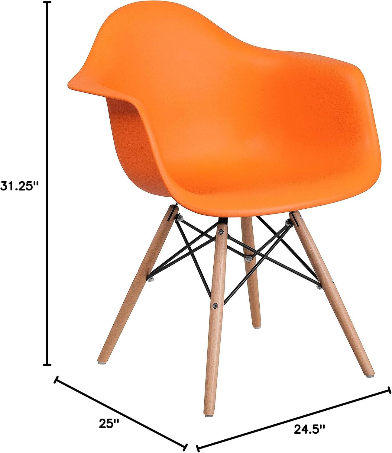 imageFlash Furniture Alonza Series White Plastic Chair with Wooden LegsOrange