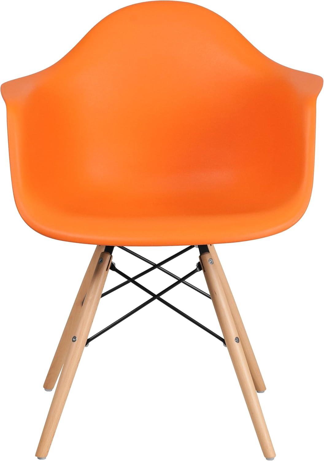 imageFlash Furniture Alonza Series White Plastic Chair with Wooden LegsOrange