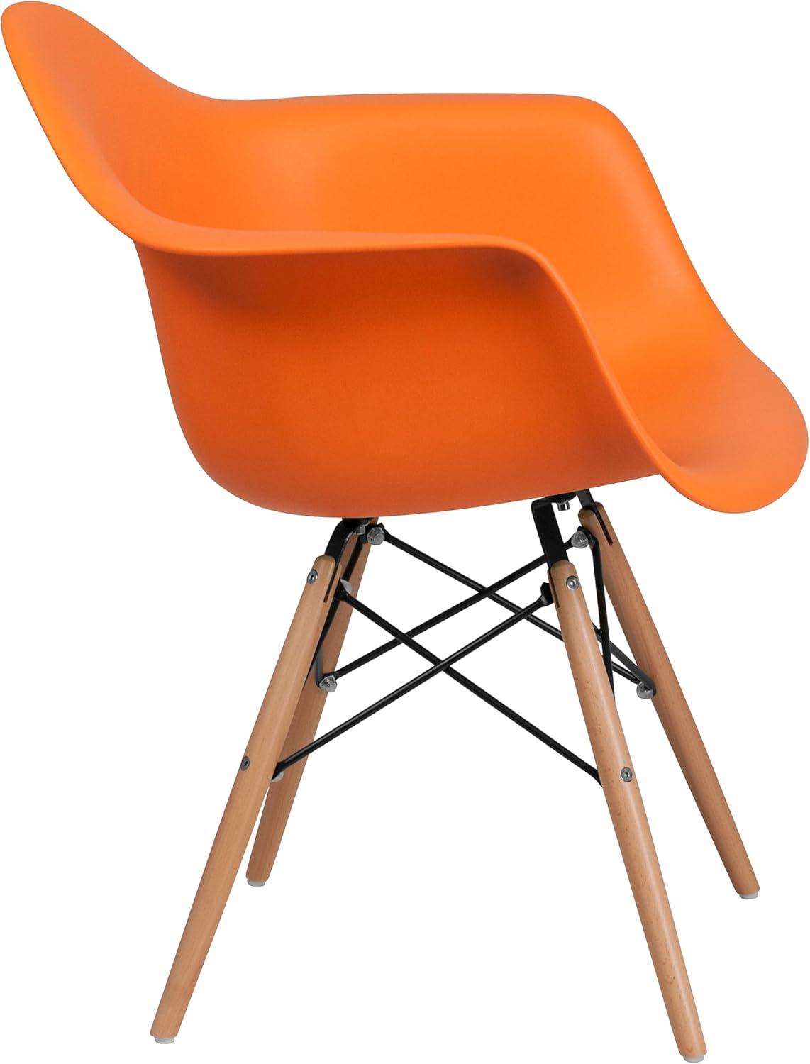 imageFlash Furniture Alonza Series White Plastic Chair with Wooden LegsOrange