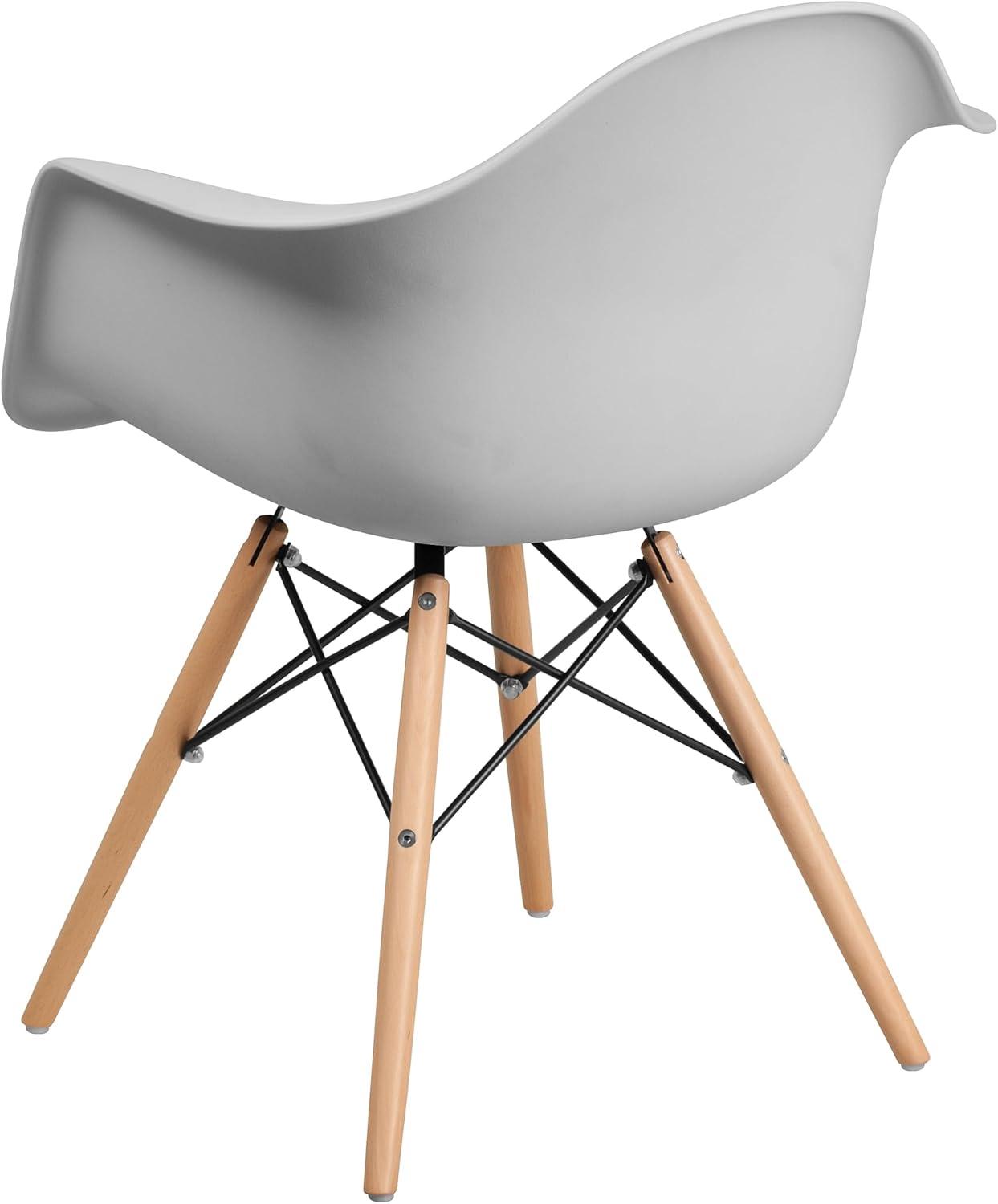 imageFlash Furniture Alonza Series White Plastic Chair with Wooden LegsWhite