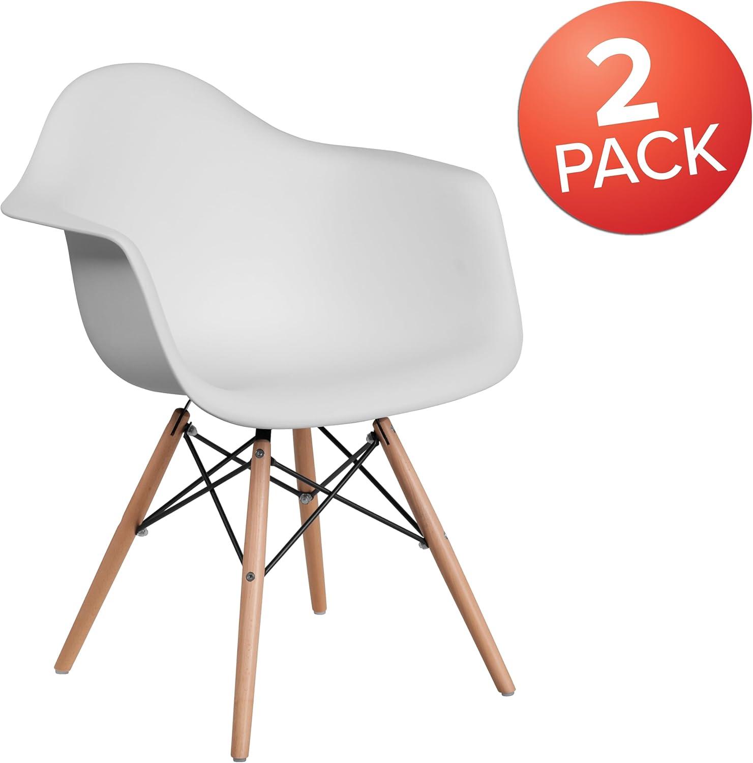 imageFlash Furniture Alonza Series White Plastic Chair with Wooden LegsWhite