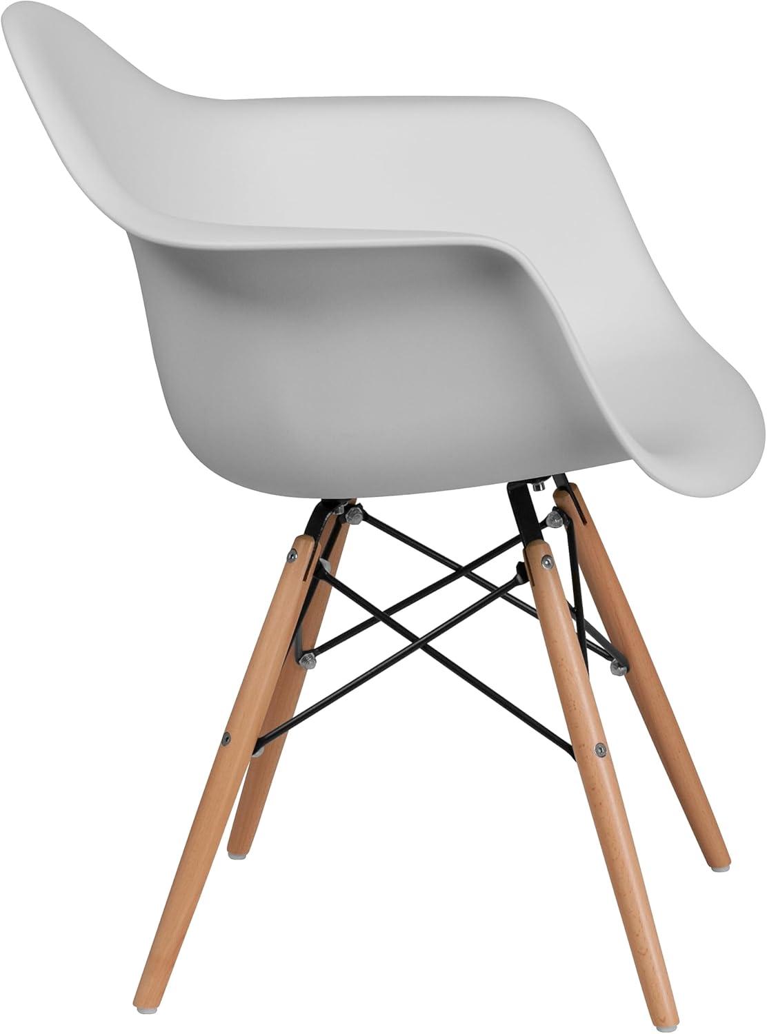 imageFlash Furniture Alonza Series White Plastic Chair with Wooden LegsWhite