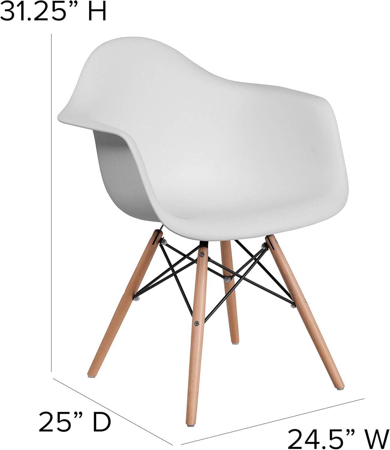 imageFlash Furniture Alonza Series White Plastic Chair with Wooden LegsWhite