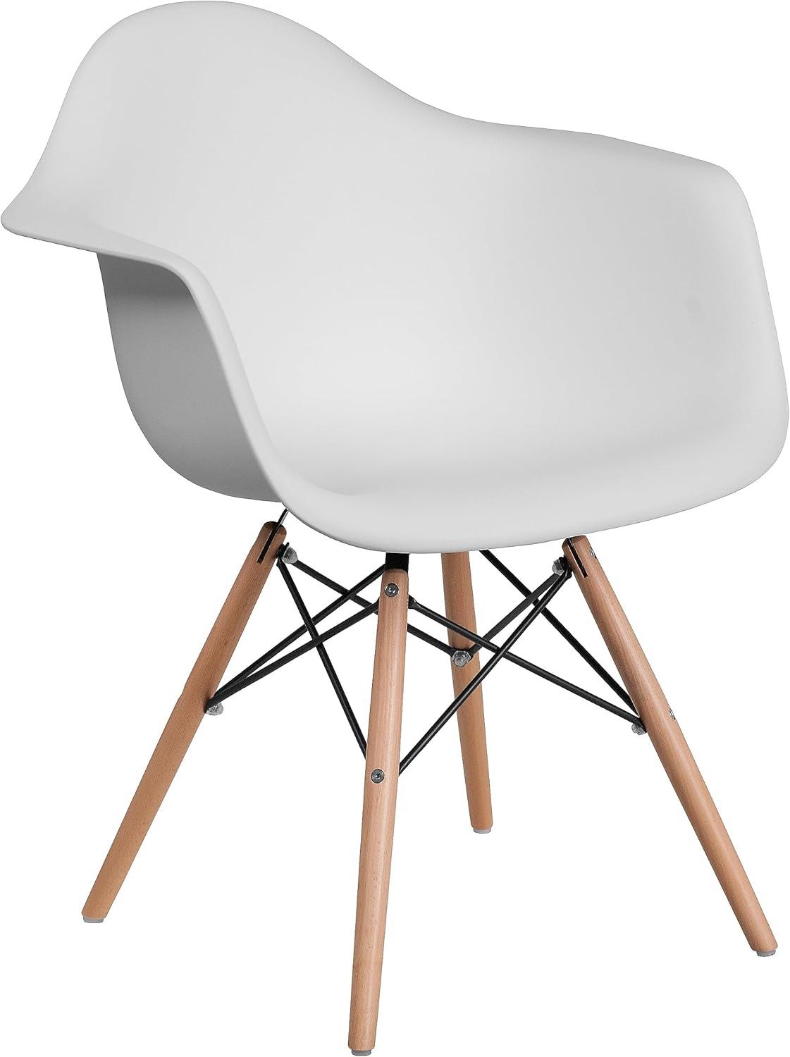 imageFlash Furniture Alonza Series White Plastic Chair with Wooden LegsWhite