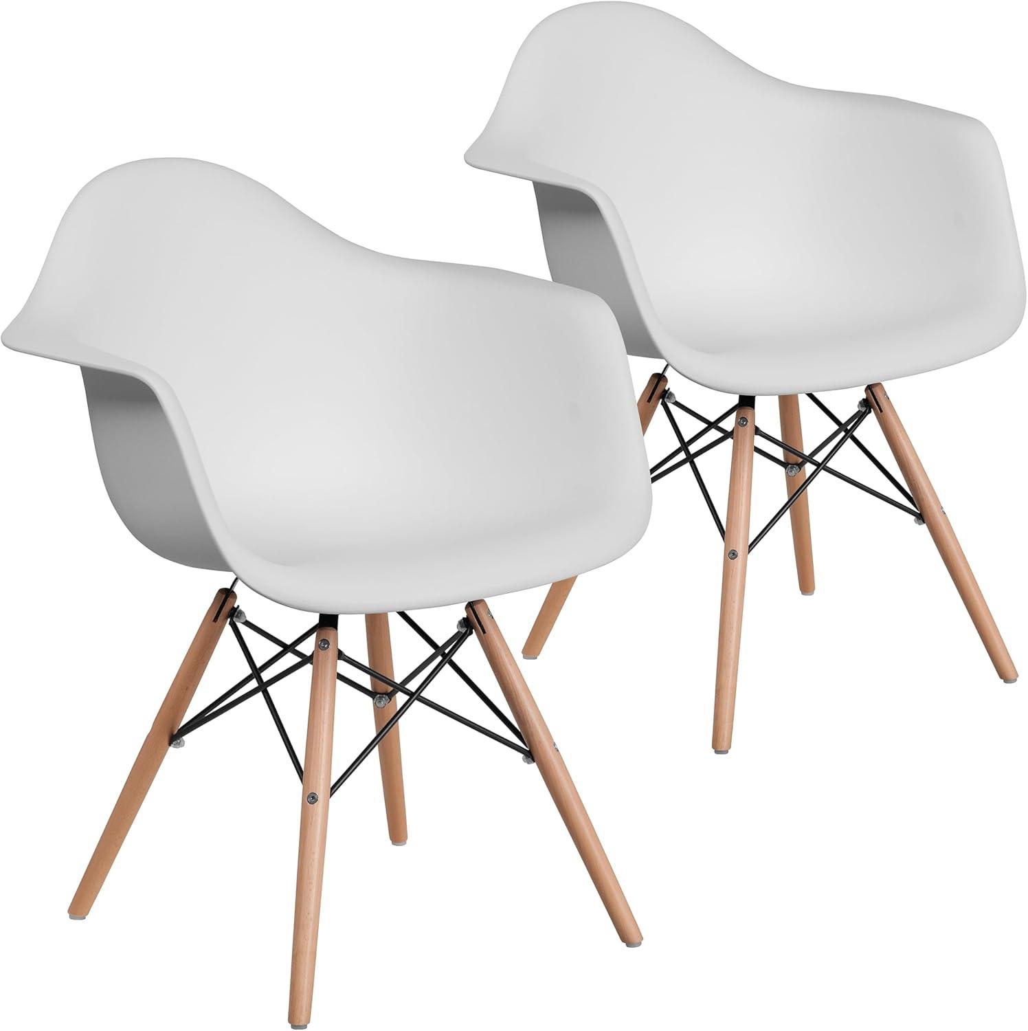 imageFlash Furniture Alonza Series White Plastic Chair with Wooden LegsWhite