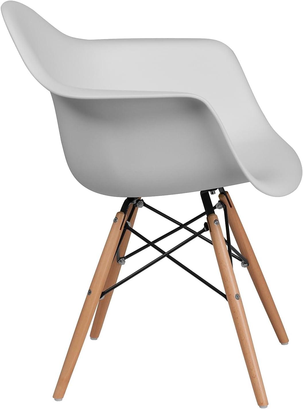 imageFlash Furniture Alonza Series White Plastic Chair with Wooden LegsWhite