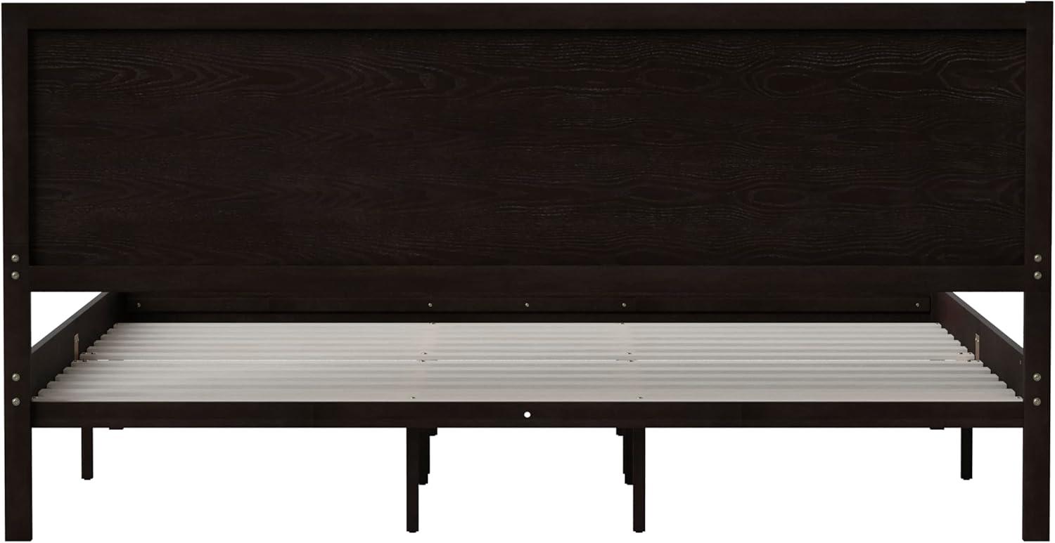 imageFlash Furniture Asher Solid Wood Platform Bed with Wooden Slats and Headboard No Box Spring Needed King Size Light BrownDark Brown