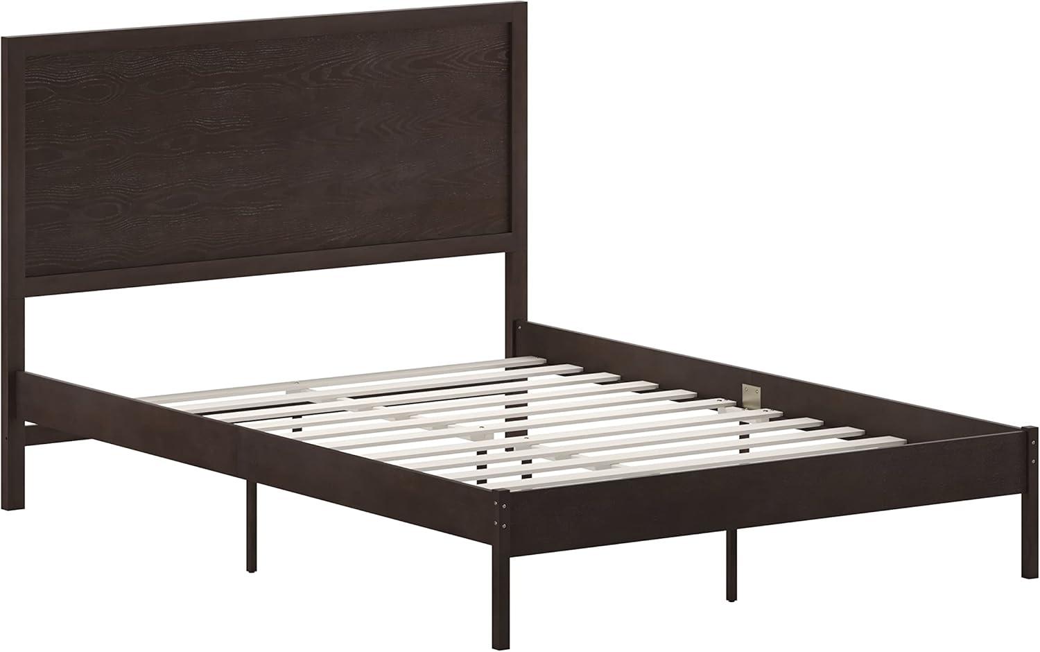 imageFlash Furniture Asher Solid Wood Platform Bed with Wooden Slats and Headboard No Box Spring Needed King Size Light BrownDark Brown