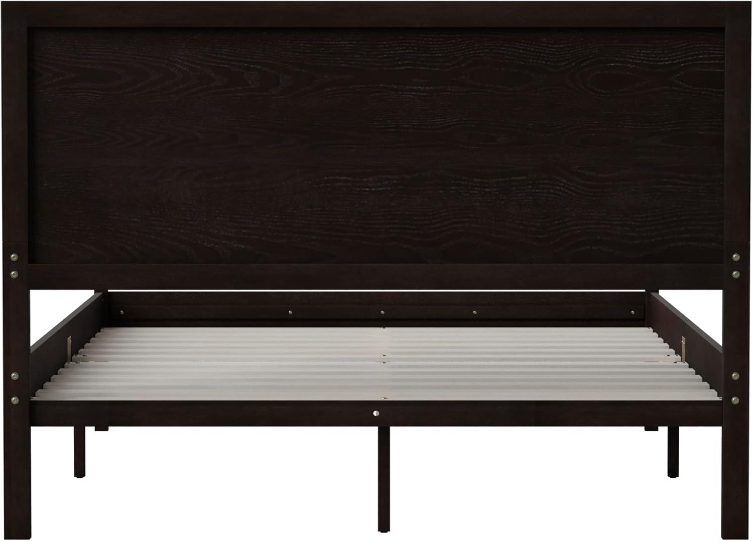 imageFlash Furniture Asher Solid Wood Platform Bed with Wooden Slats and Headboard No Box Spring Needed King Size Light BrownDark Brown