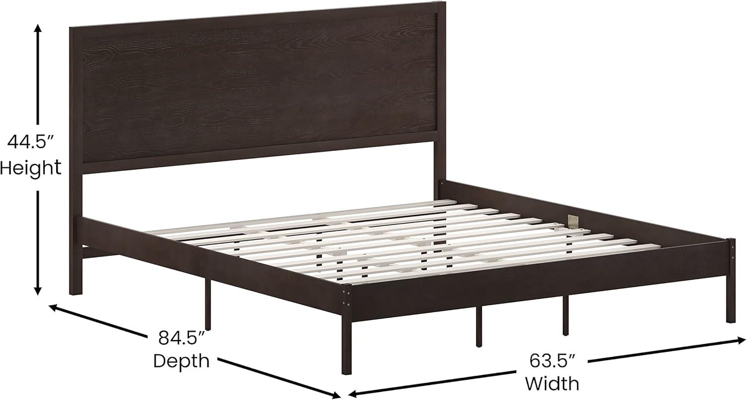 imageFlash Furniture Asher Solid Wood Platform Bed with Wooden Slats and Headboard No Box Spring Needed King Size Light BrownDark Brown