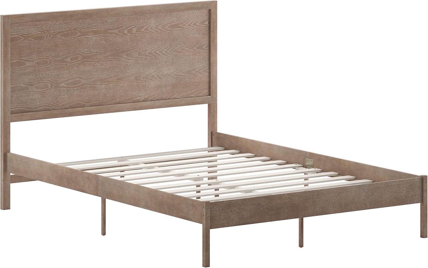 imageFlash Furniture Asher Solid Wood Platform Bed with Wooden Slats and Headboard No Box Spring Needed King Size Light BrownLight Brown
