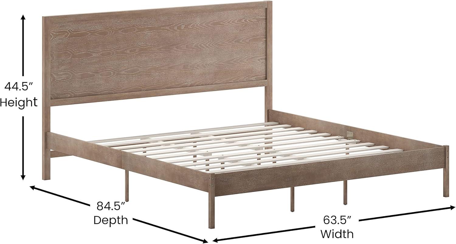 imageFlash Furniture Asher Solid Wood Platform Bed with Wooden Slats and Headboard No Box Spring Needed King Size Light BrownLight Brown