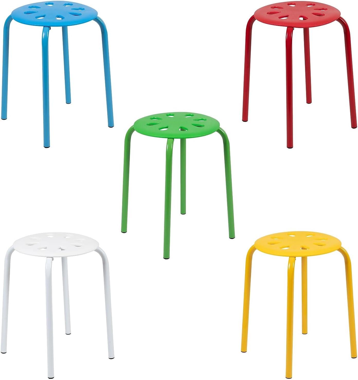 imageFlash Furniture Bailey Plastic Nesting Stack Stools 175quotHeight Black 5 PackAssorted