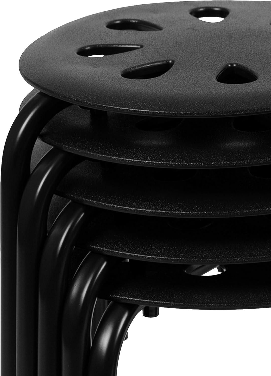 imageFlash Furniture Bailey Plastic Nesting Stack Stools 175quotHeight Black 5 PackBlack