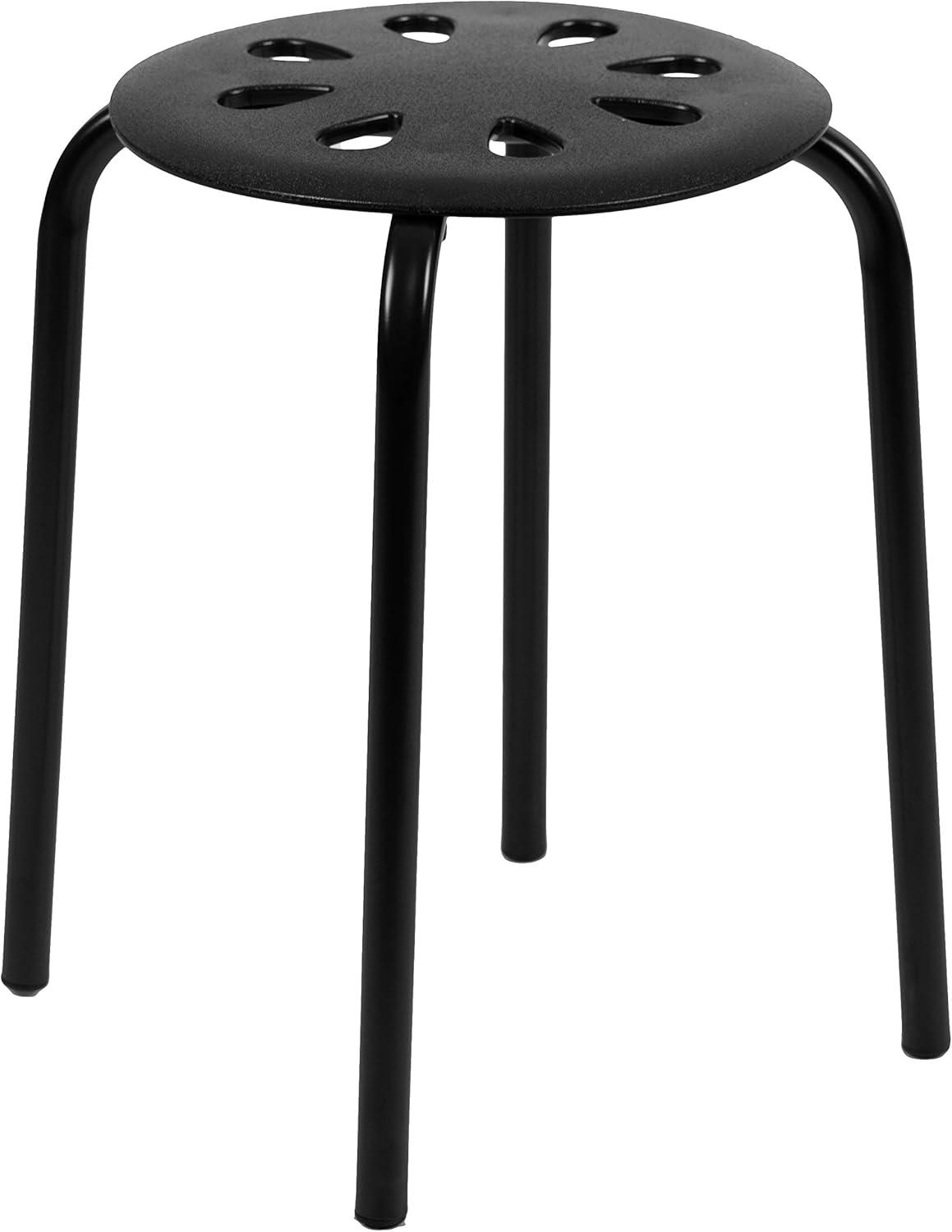 imageFlash Furniture Bailey Plastic Nesting Stack Stools 175quotHeight Black 5 PackBlack