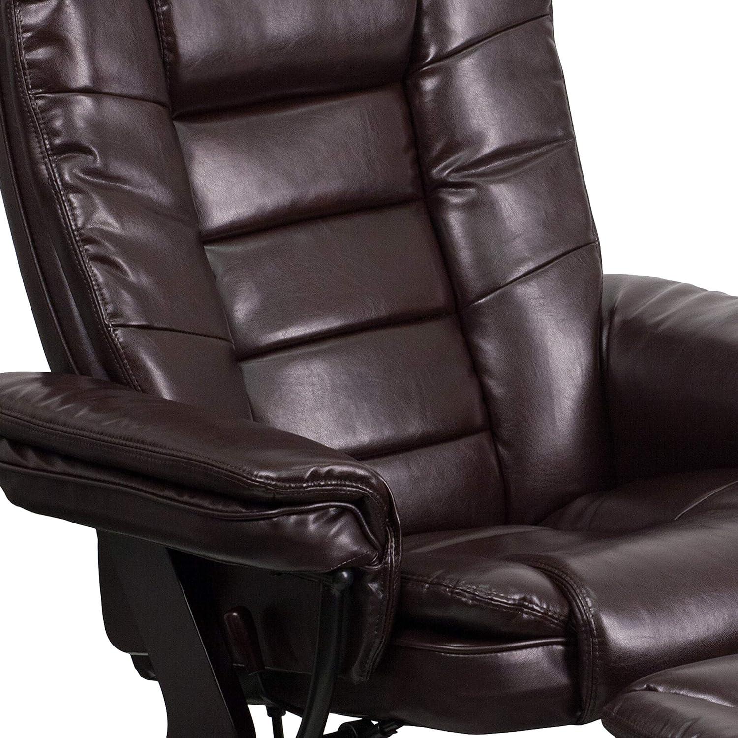 imageFlash Furniture Bali Contemporary MultiPosition LeatherSoft Recliner Chair with Ottoman 360Degree Swivel Recliner ChairOttoman Set BeigeBrown