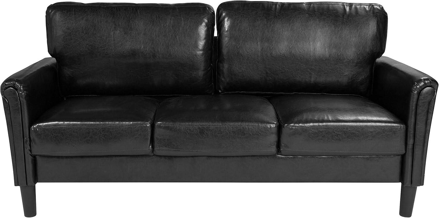 imageFlash Furniture Bari Upholstered Sofa in Black LeatherSoft