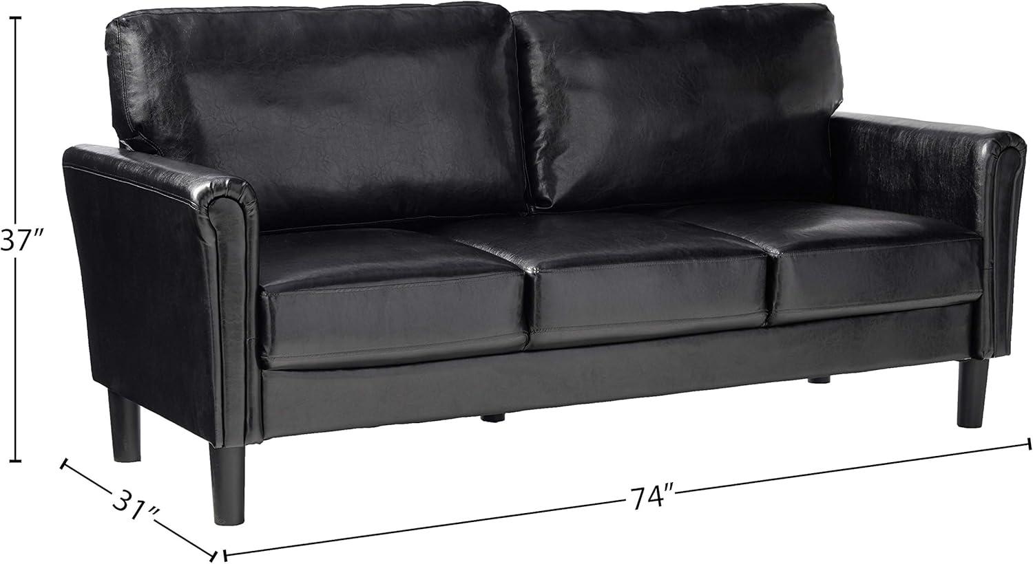 imageFlash Furniture Bari Upholstered Sofa in Black LeatherSoft