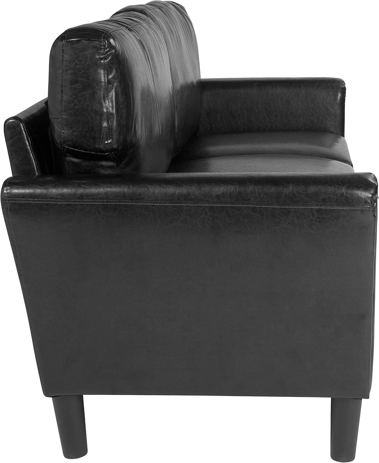 imageFlash Furniture Bari Upholstered Sofa in Black LeatherSoft