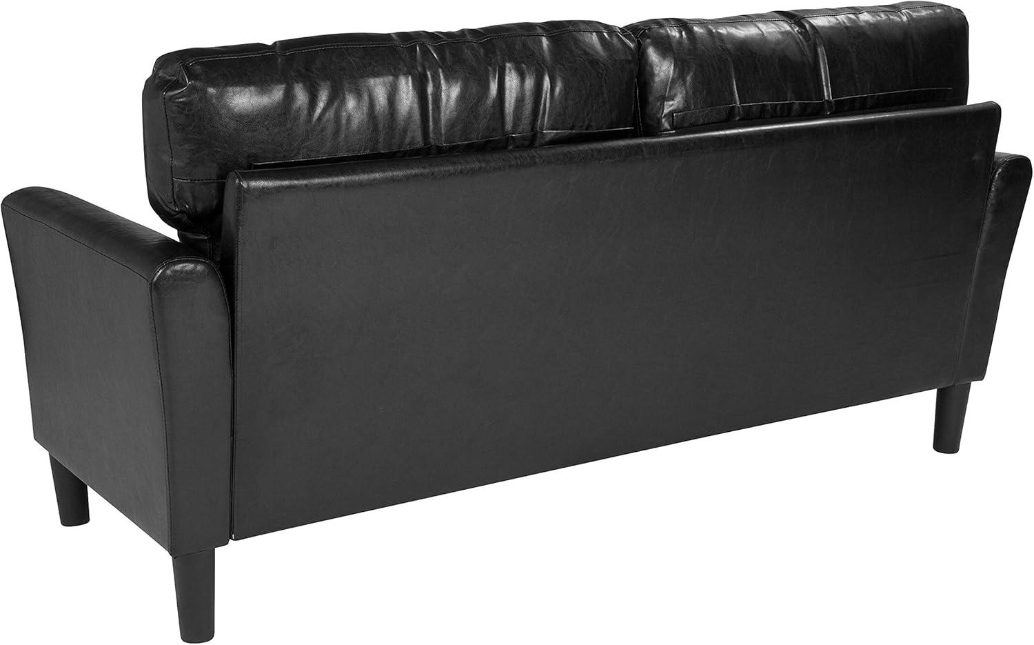 imageFlash Furniture Bari Upholstered Sofa in Black LeatherSoft