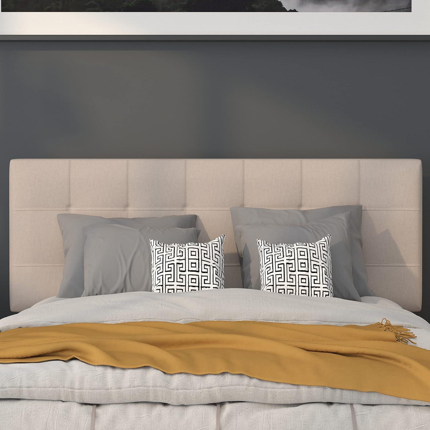 imageFlash Furniture Bedford Box Stitch Tufted Upholstered Twin Size Headboard in Black FabricBeige