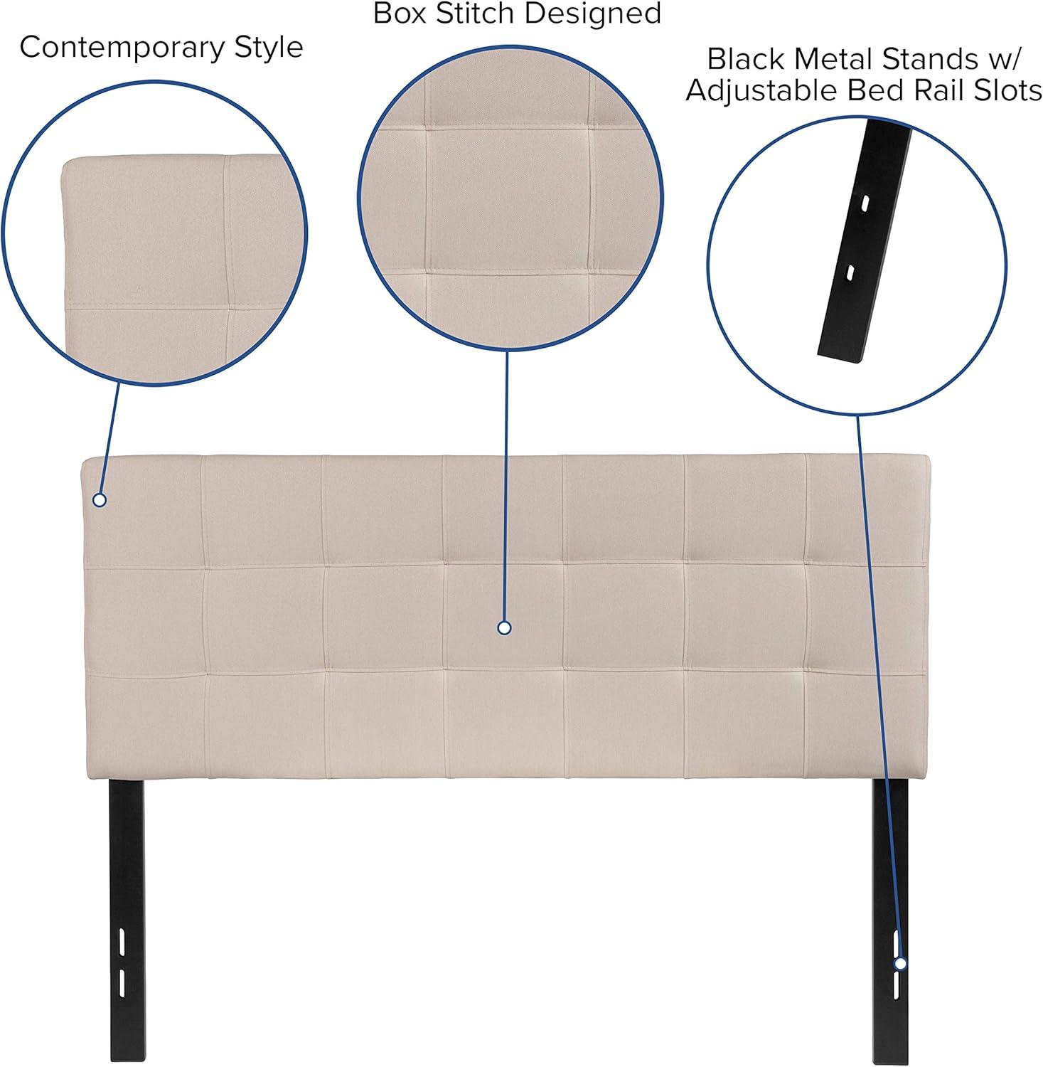 imageFlash Furniture Bedford Box Stitch Tufted Upholstered Twin Size Headboard in Black FabricBeige