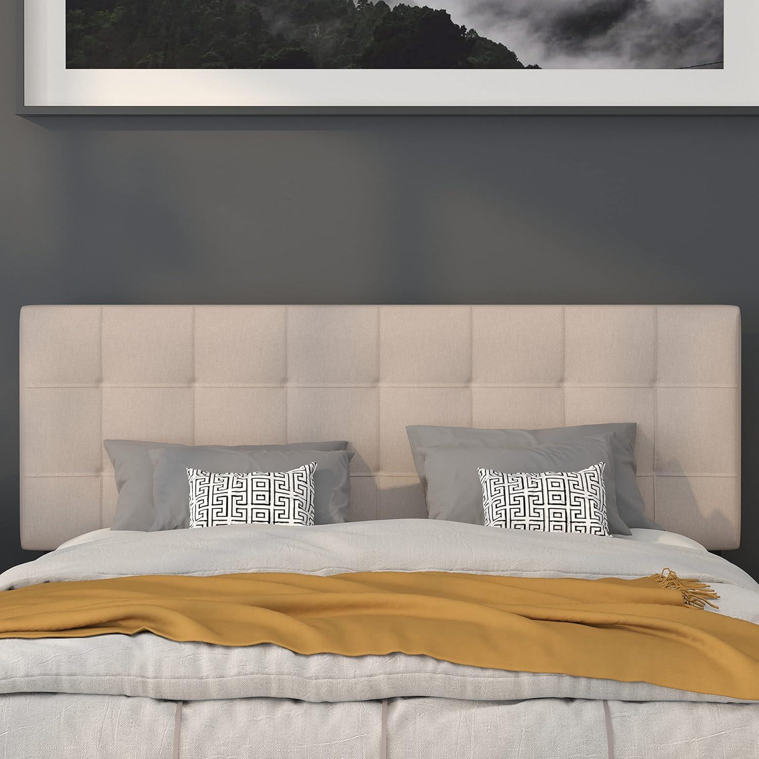 imageFlash Furniture Bedford Box Stitch Tufted Upholstered Twin Size Headboard in Black FabricBeige