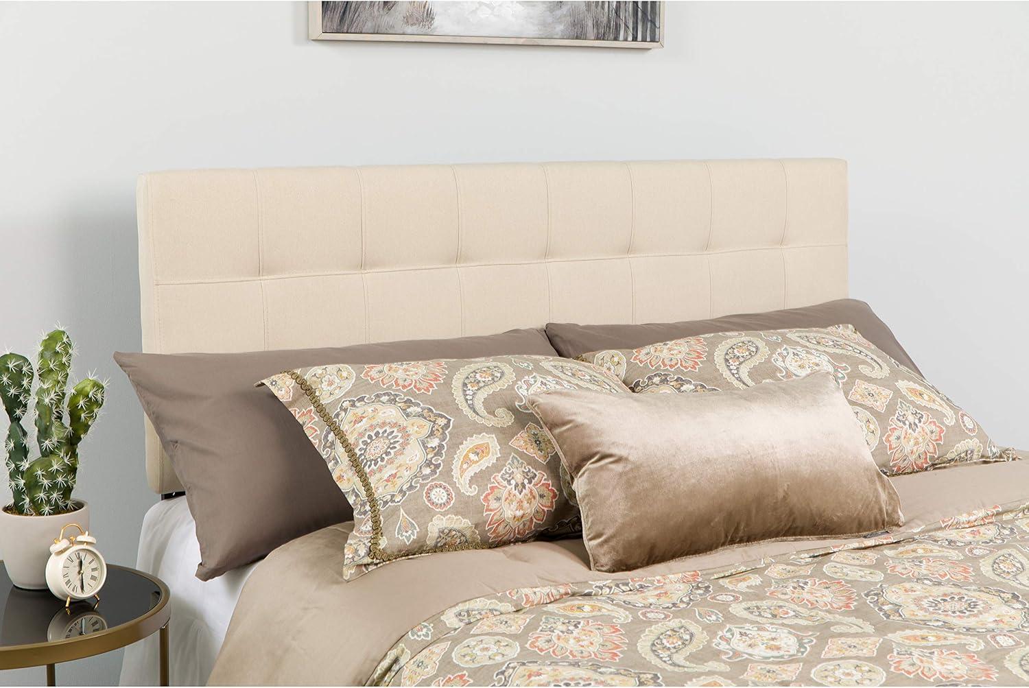imageFlash Furniture Bedford Box Stitch Tufted Upholstered Twin Size Headboard in Black FabricBeige