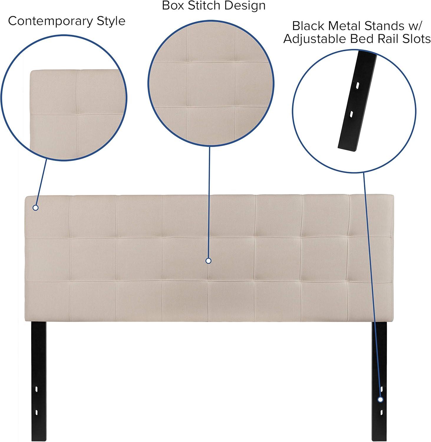 imageFlash Furniture Bedford Box Stitch Tufted Upholstered Twin Size Headboard in Black FabricBeige