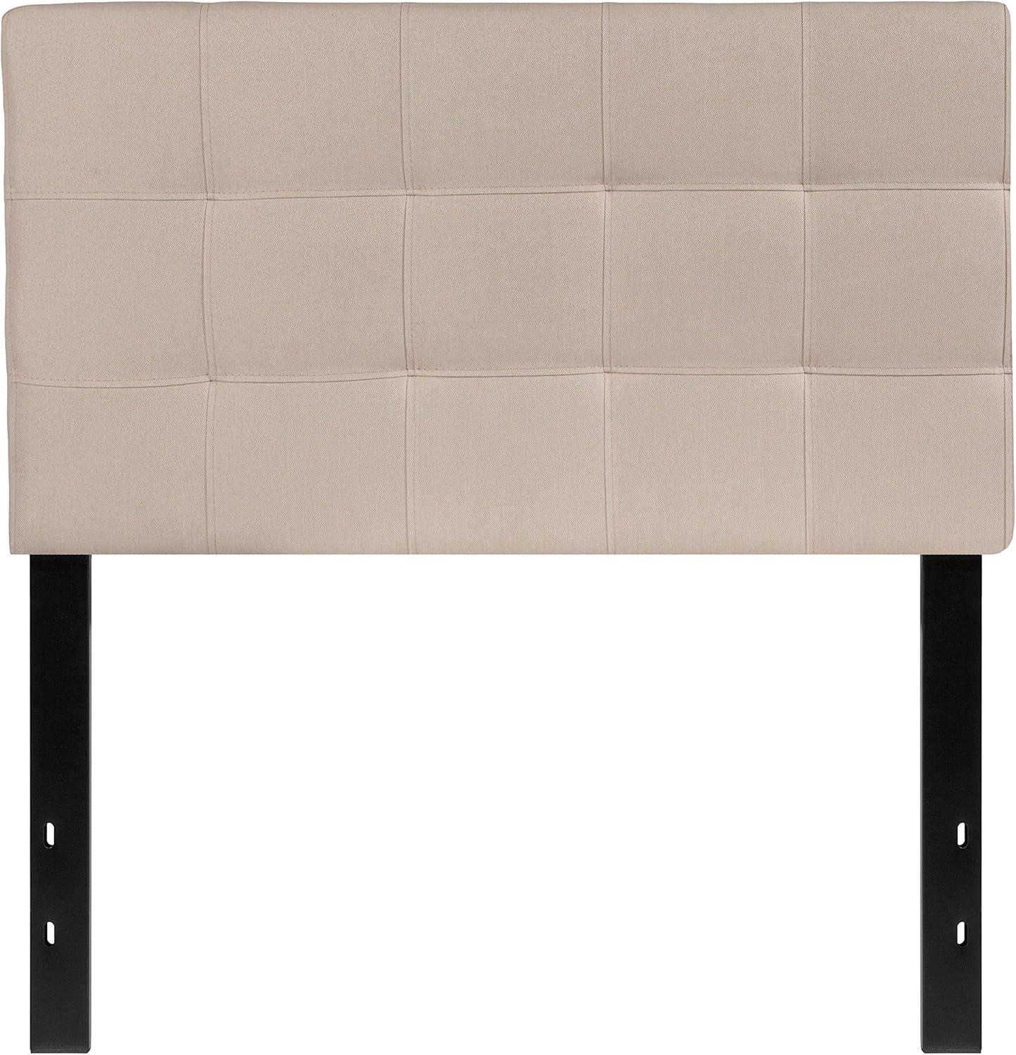 imageFlash Furniture Bedford Box Stitch Tufted Upholstered Twin Size Headboard in Black FabricBeige