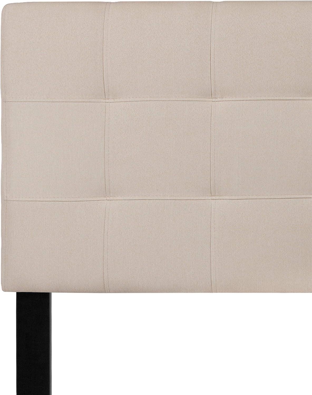 imageFlash Furniture Bedford Box Stitch Tufted Upholstered Twin Size Headboard in Black FabricBeige