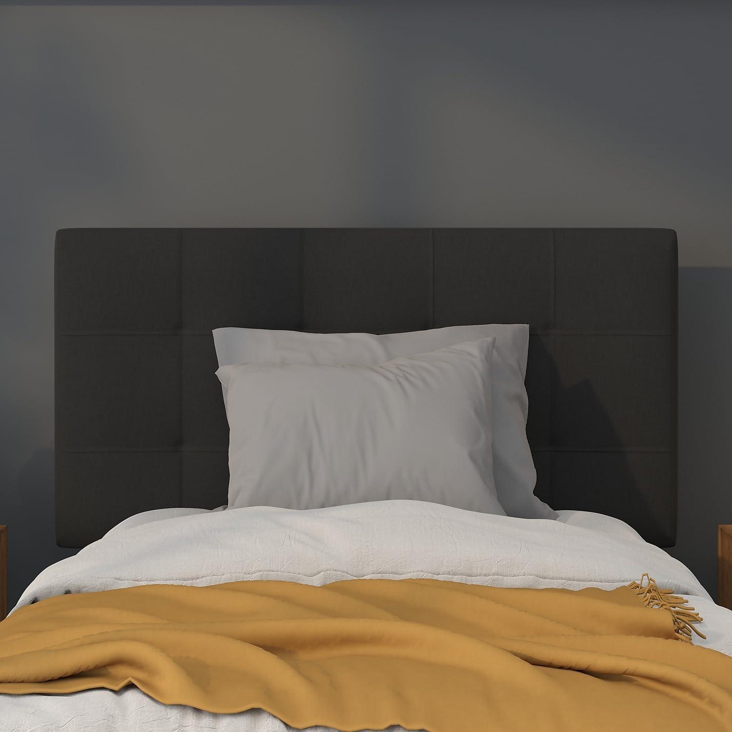 imageFlash Furniture Bedford Box Stitch Tufted Upholstered Twin Size Headboard in Black FabricBlack