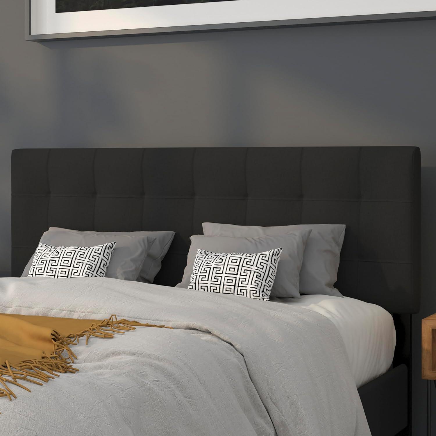 imageFlash Furniture Bedford Box Stitch Tufted Upholstered Twin Size Headboard in Black FabricBlack