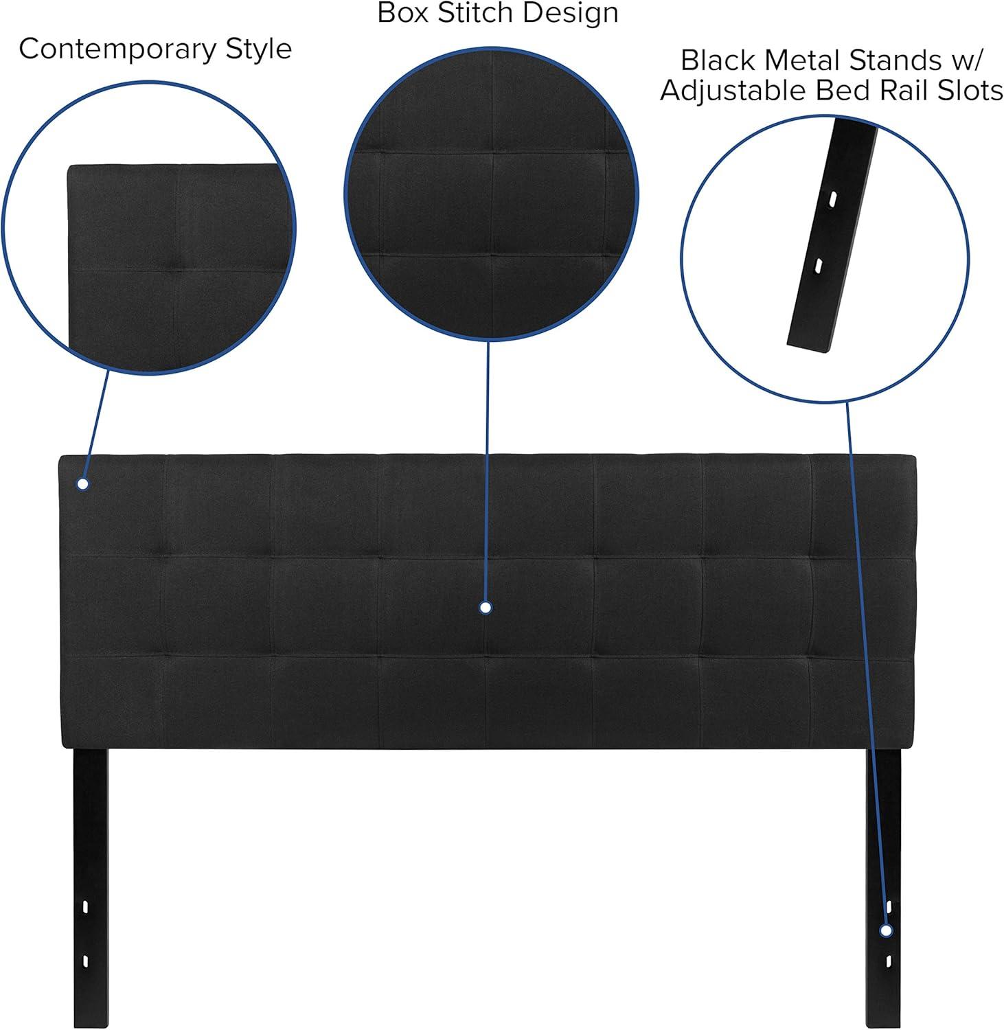 imageFlash Furniture Bedford Box Stitch Tufted Upholstered Twin Size Headboard in Black FabricBlack