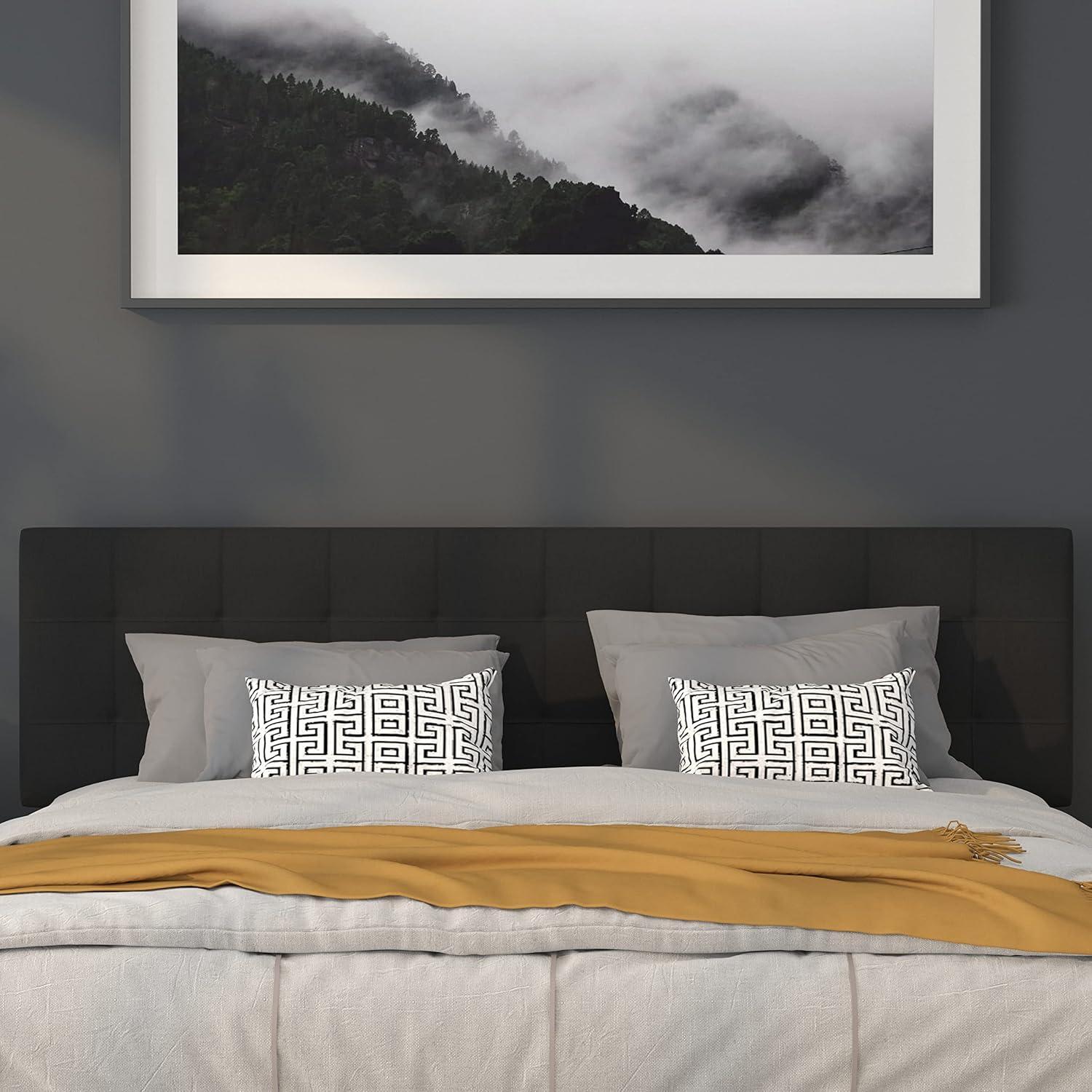 imageFlash Furniture Bedford Box Stitch Tufted Upholstered Twin Size Headboard in Black FabricBlack