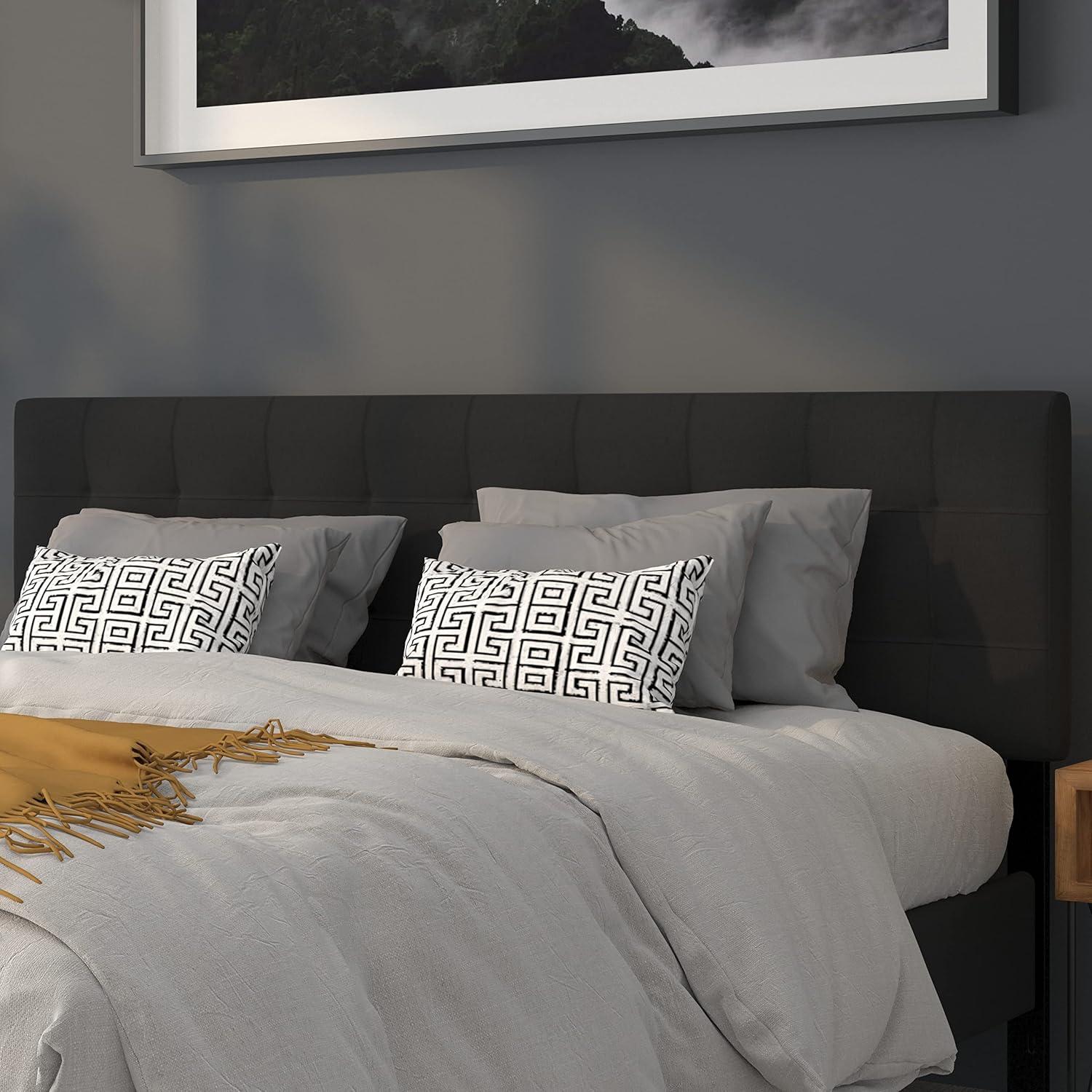 imageFlash Furniture Bedford Box Stitch Tufted Upholstered Twin Size Headboard in Black FabricBlack