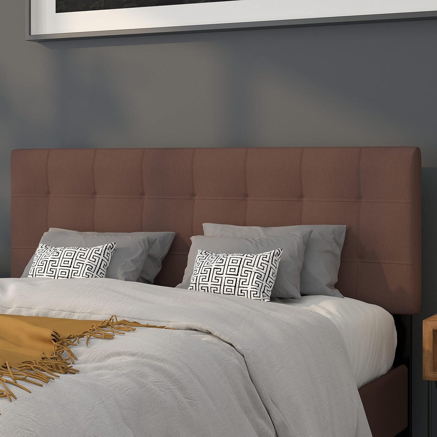 imageFlash Furniture Bedford Box Stitch Tufted Upholstered Twin Size Headboard in Black FabricDark Brown
