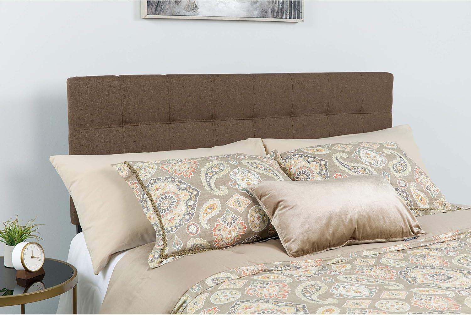 imageFlash Furniture Bedford Box Stitch Tufted Upholstered Twin Size Headboard in Black FabricDark Brown