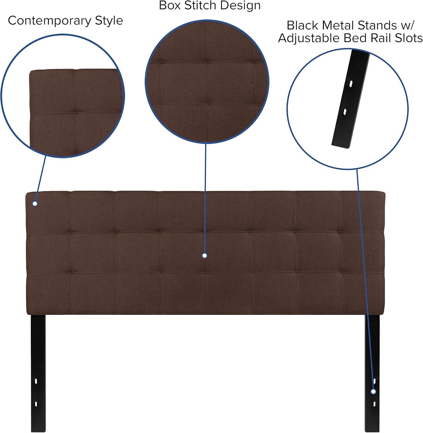 imageFlash Furniture Bedford Box Stitch Tufted Upholstered Twin Size Headboard in Black FabricDark Brown