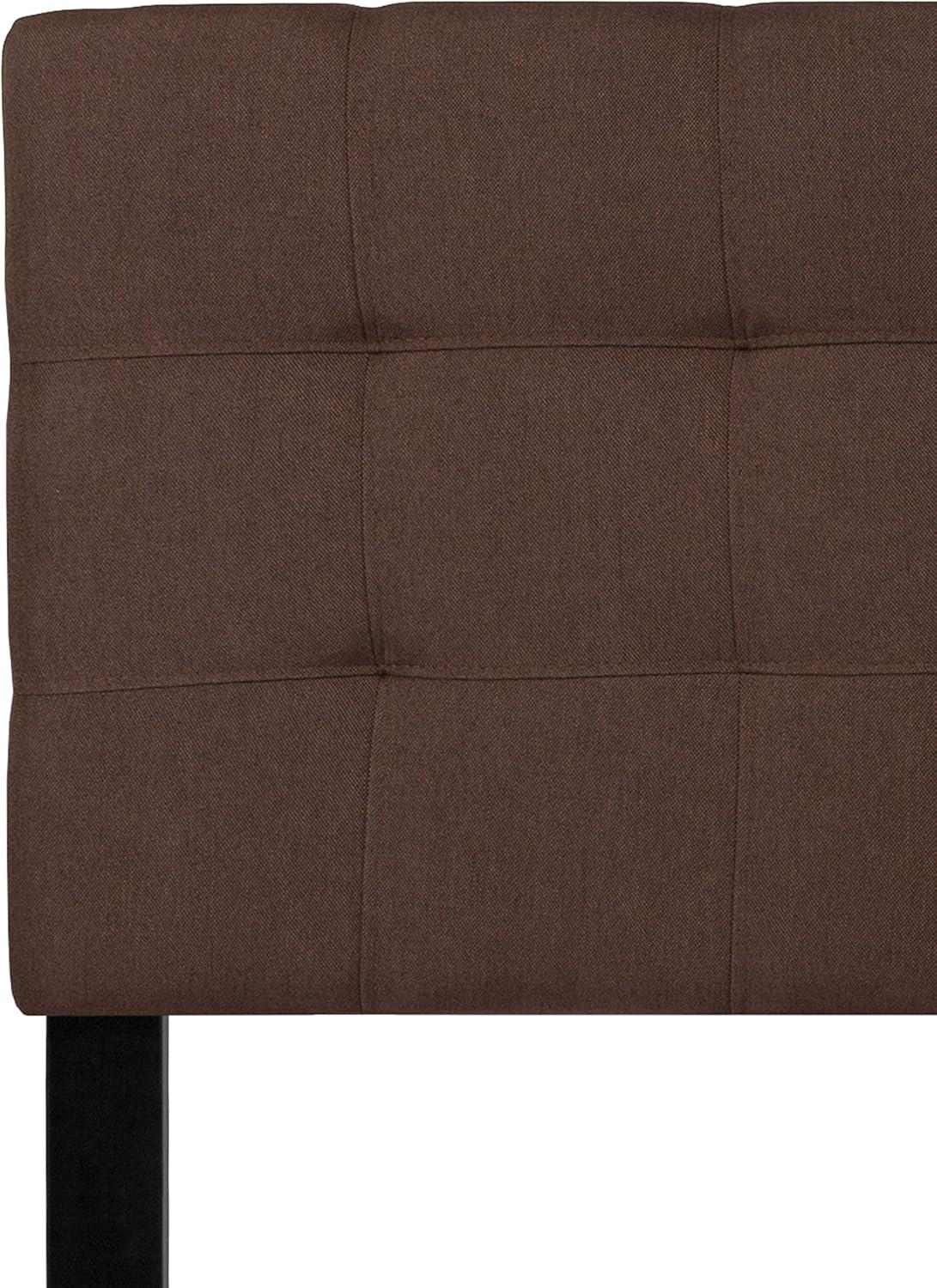 imageFlash Furniture Bedford Box Stitch Tufted Upholstered Twin Size Headboard in Black FabricDark Brown