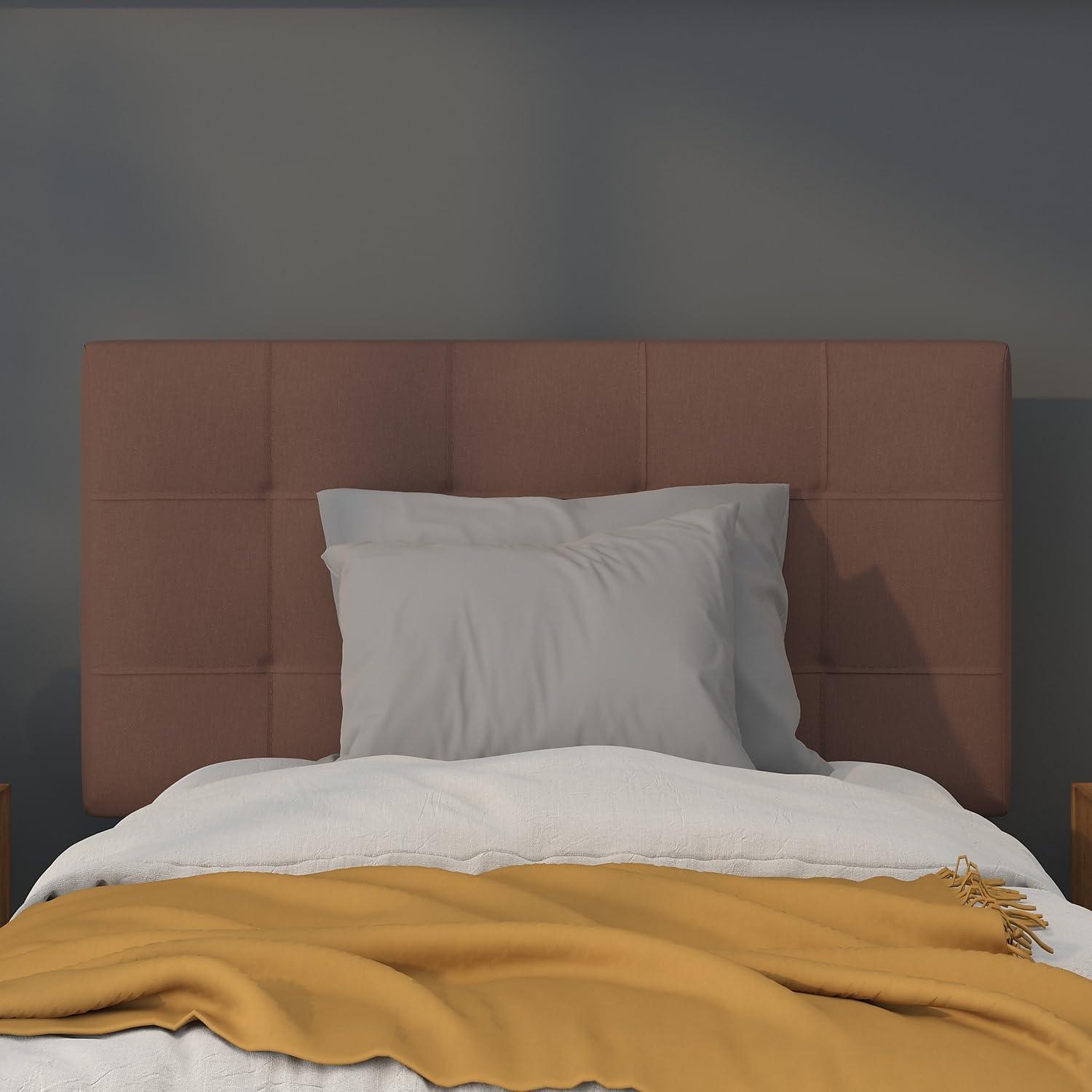 imageFlash Furniture Bedford Box Stitch Tufted Upholstered Twin Size Headboard in Black FabricDark Brown
