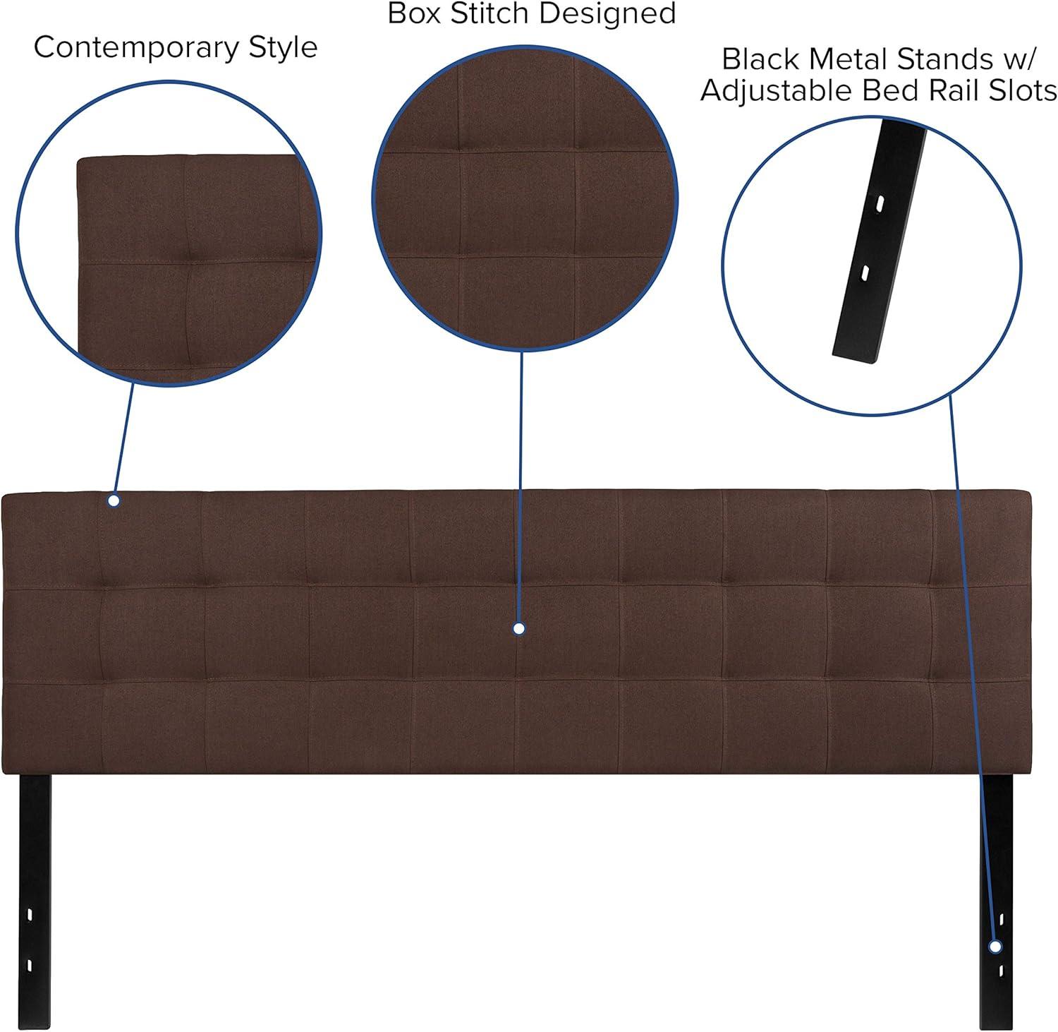 imageFlash Furniture Bedford Box Stitch Tufted Upholstered Twin Size Headboard in Black FabricDark Brown