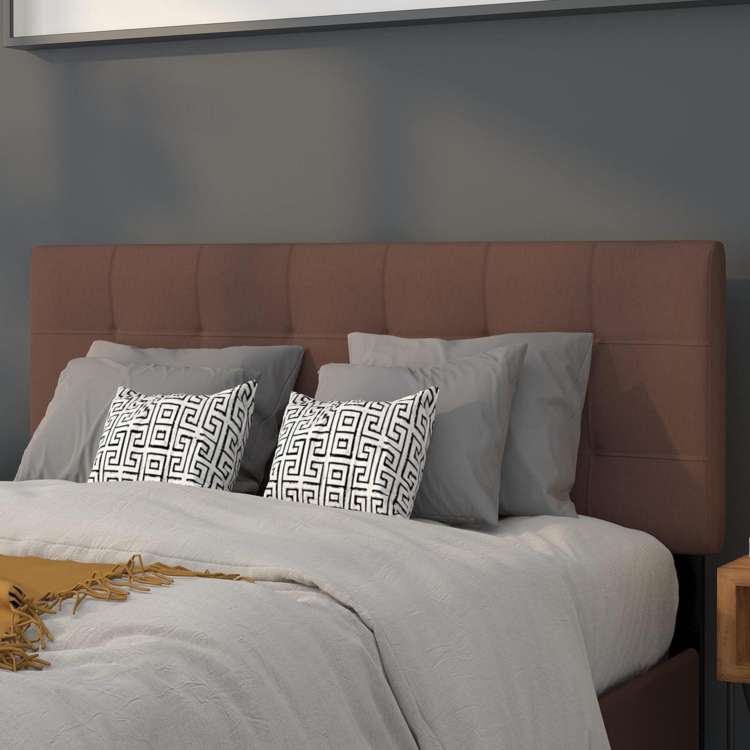 imageFlash Furniture Bedford Box Stitch Tufted Upholstered Twin Size Headboard in Black FabricDark Brown