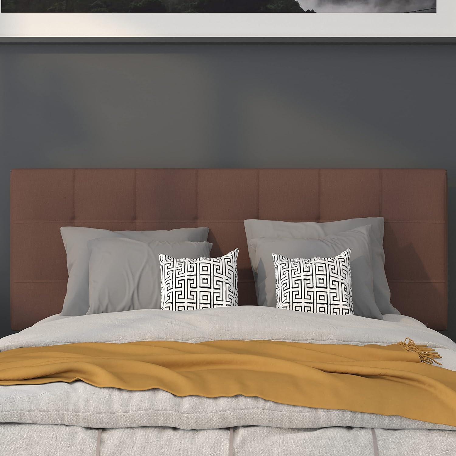 imageFlash Furniture Bedford Box Stitch Tufted Upholstered Twin Size Headboard in Black FabricDark Brown
