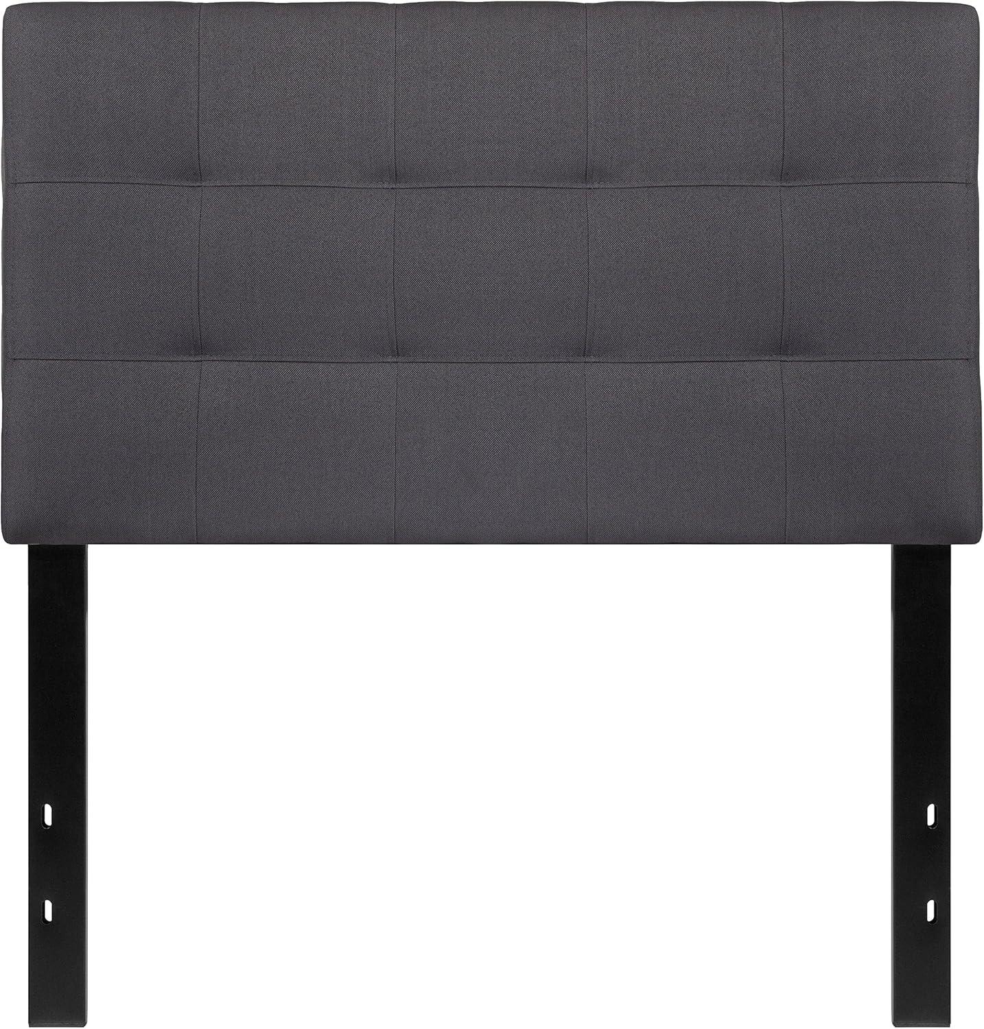 imageFlash Furniture Bedford Box Stitch Tufted Upholstered Twin Size Headboard in Black FabricDark Gray