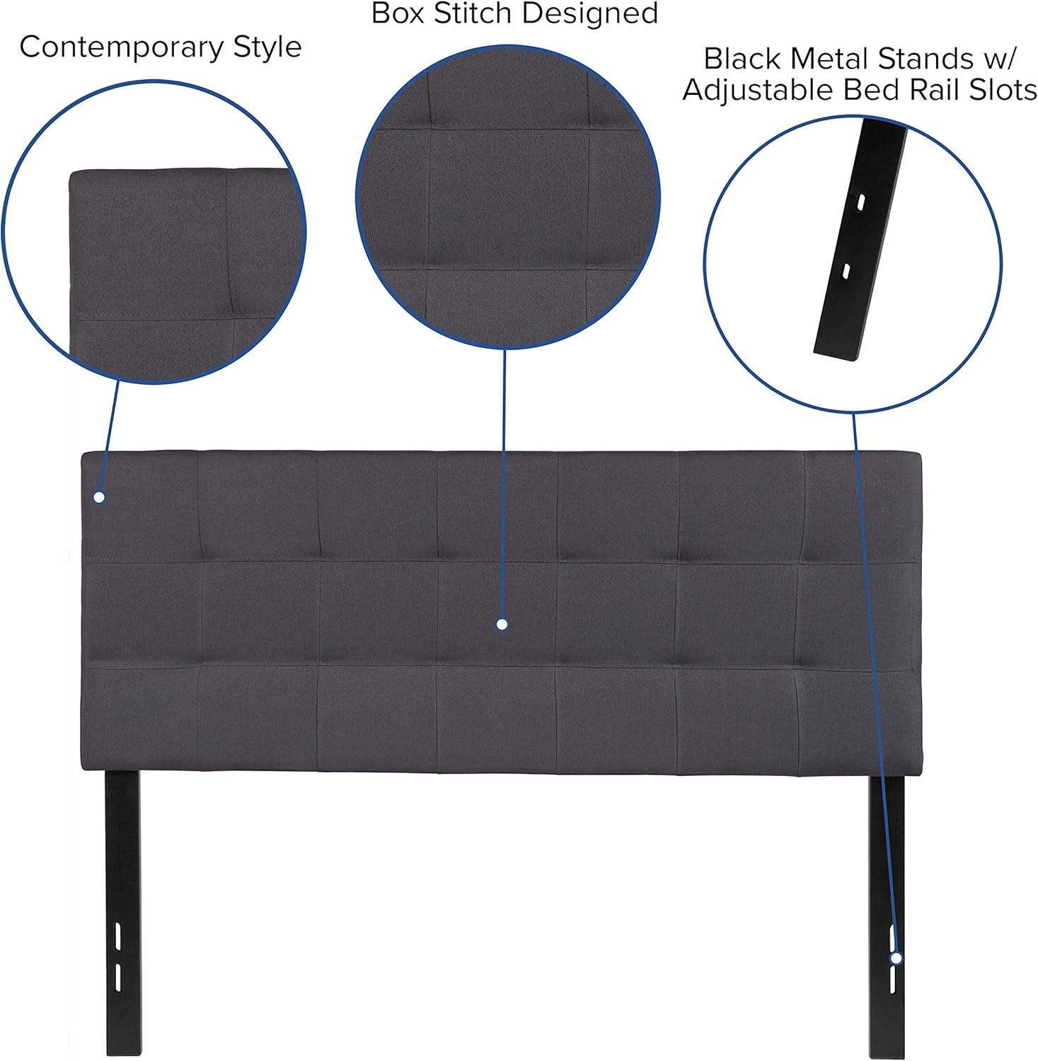 imageFlash Furniture Bedford Box Stitch Tufted Upholstered Twin Size Headboard in Black FabricDark Gray