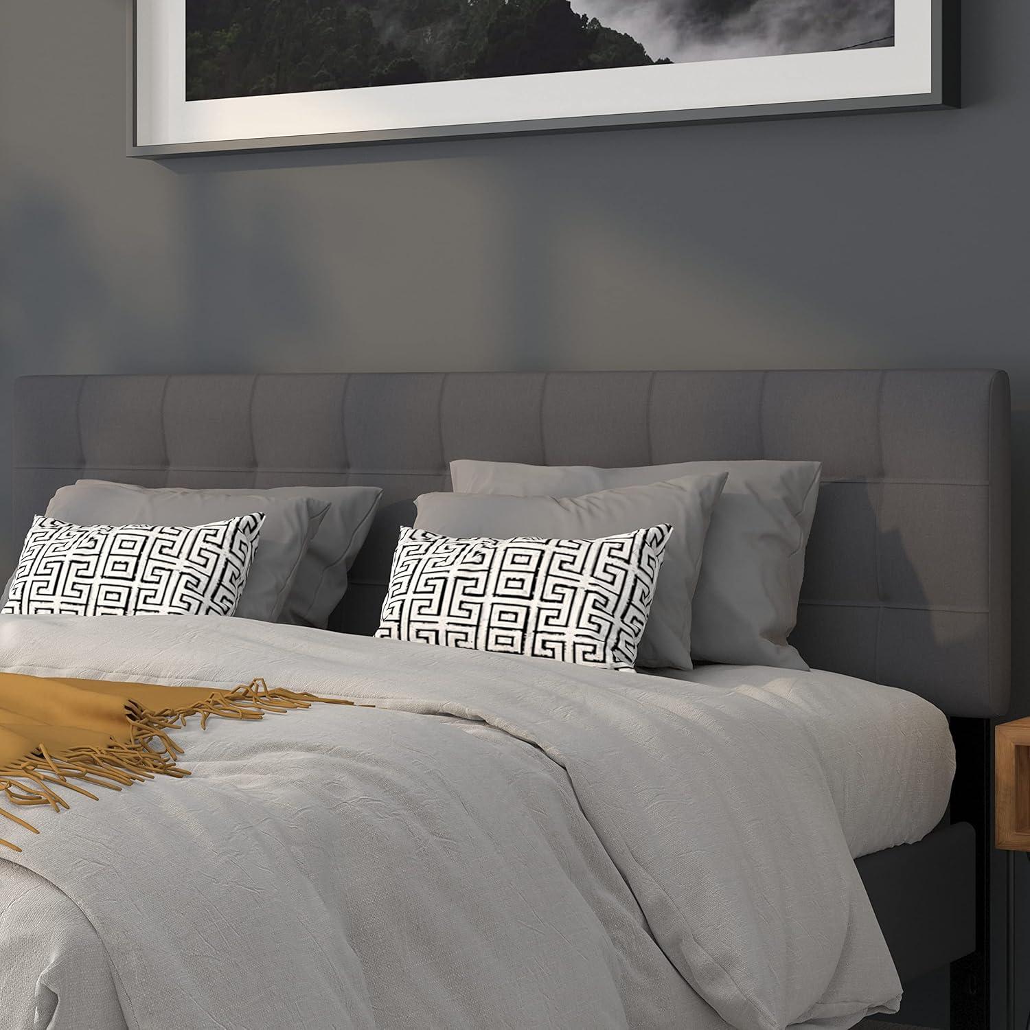 imageFlash Furniture Bedford Box Stitch Tufted Upholstered Twin Size Headboard in Black FabricDark Gray