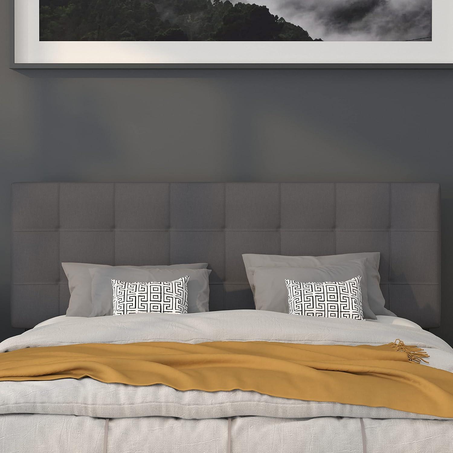 imageFlash Furniture Bedford Box Stitch Tufted Upholstered Twin Size Headboard in Black FabricDark Gray